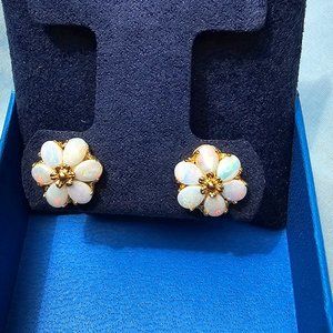 Flower Earrings - Mother of Pearl with gold trim